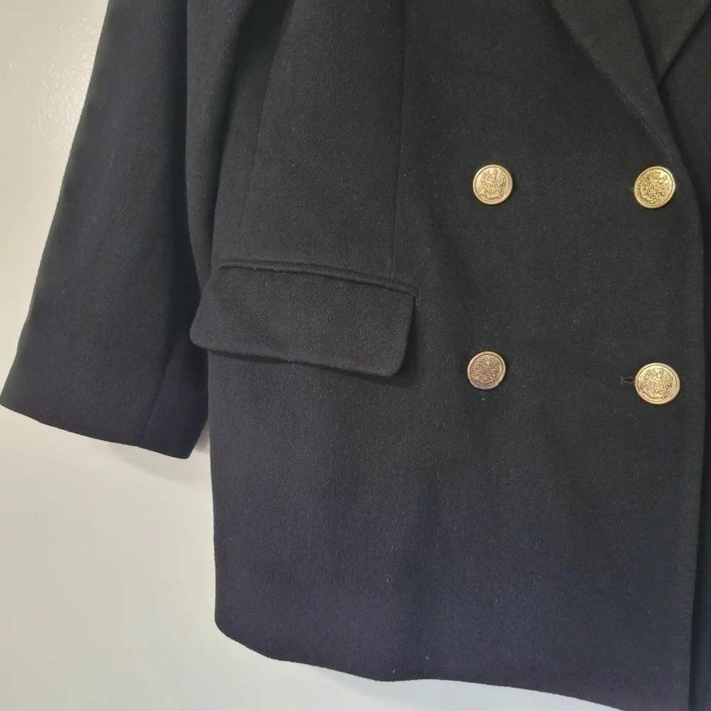 Talbots Petites Black Wool Cashmere Blend Coat Size 16P - Picture 6 of 10